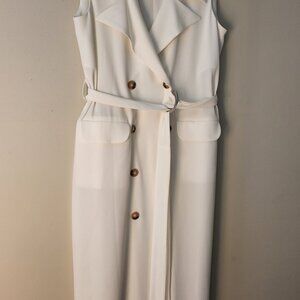 Brand New! Sleeveless Off-White Trench Maxi Dress